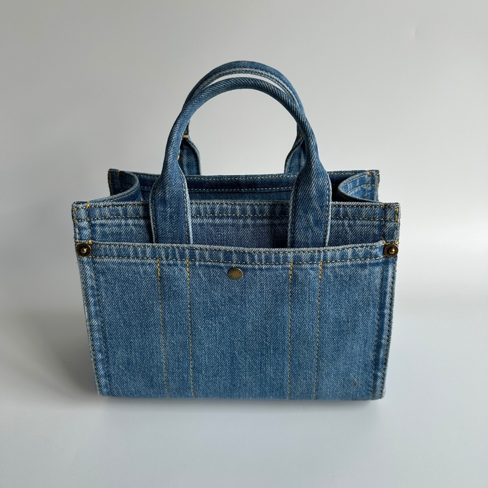 Coach Blue Denim Embroidered Mini Tote with Gold Hardware - Picture 2 of 11